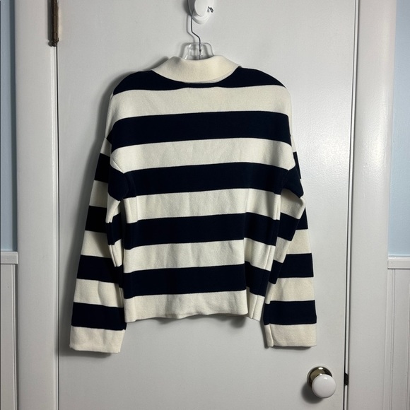 NWT Boden Jewel Button Collared Cardigan White Blue Striped Size 4 - Picture 4 of 13